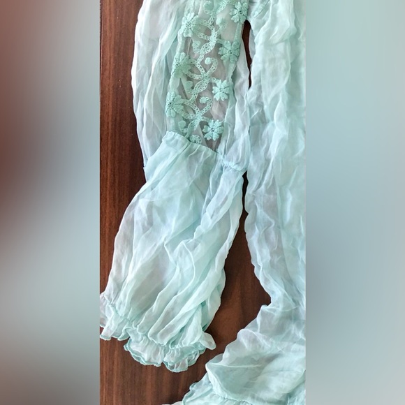 Boston Proper Silk sheer boho peasant style mini, Swim, cover-up, tunic sz S - Picture 2 of 16